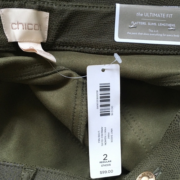 Chico’s size 2 (L/12) the Ultimate Fit Jegging in an ambered olive color - Picture 2 of 3
